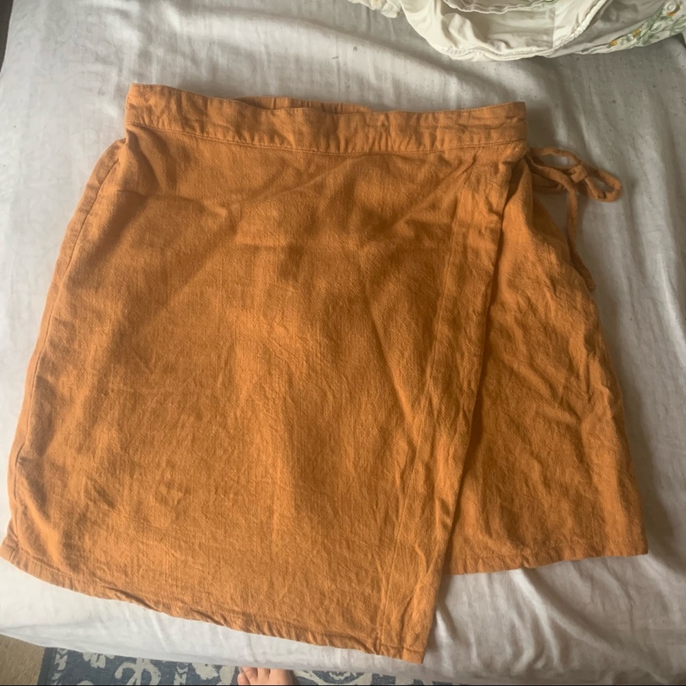Faux wrap linen skirt